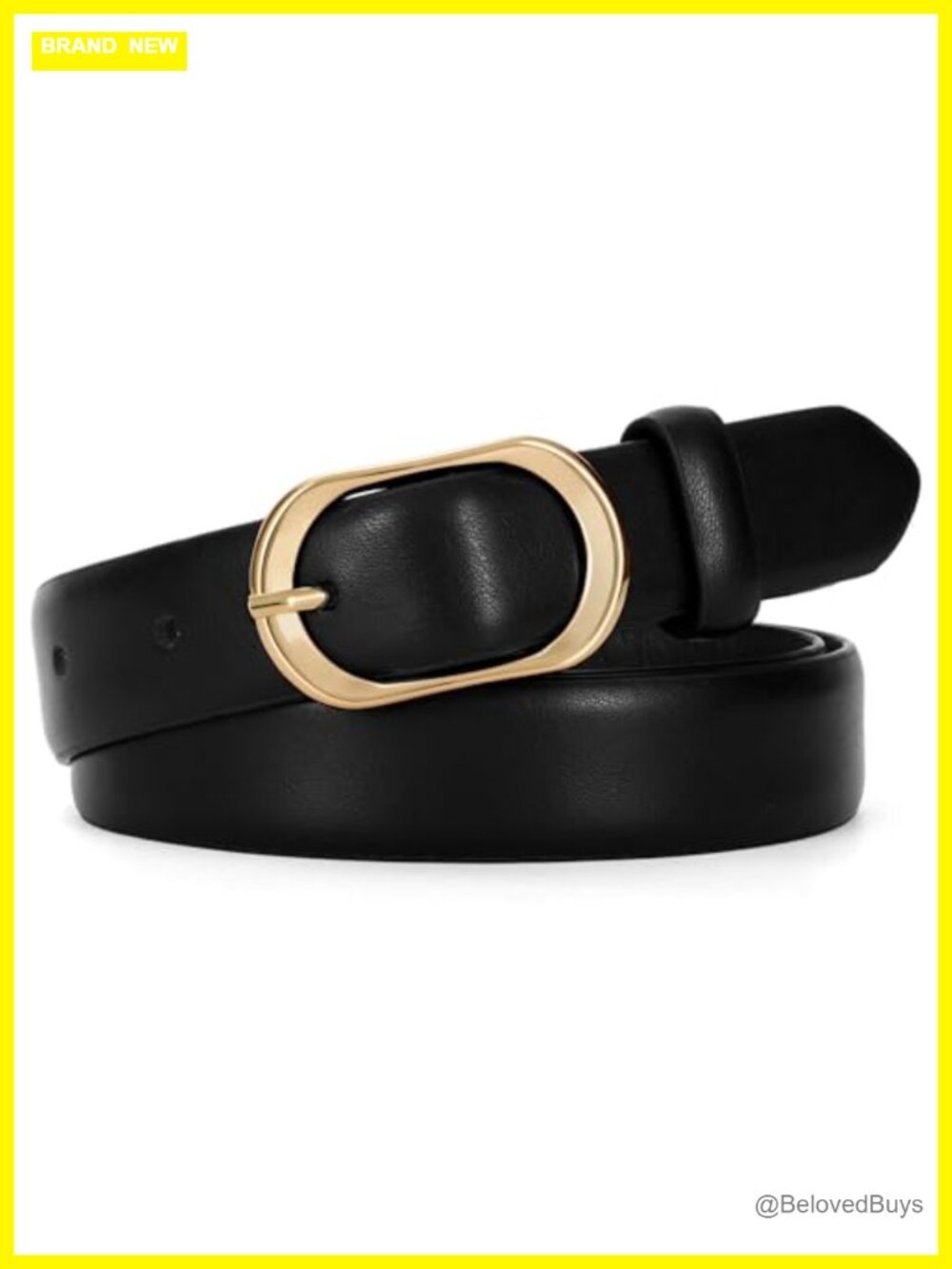 1 Inch PU Leather Belt with Oval Buckle, 9 Adjustable Holes for Jeans, Dresses